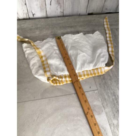 3Y Toddler Yellow Gingham Ruffle Skirt Elastic Tie-Waist Eyelet Lace - Picture 4 of 5